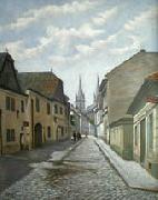 unknow artist A street in Czech town Vysoke Myto with Smekals  bakery painting